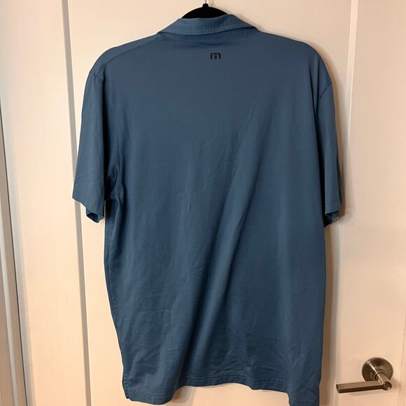 Travis Mathew Blue Colorblock Striped Short Sleeves Polo T-Shirt Size Large - Picture 2 of 9
